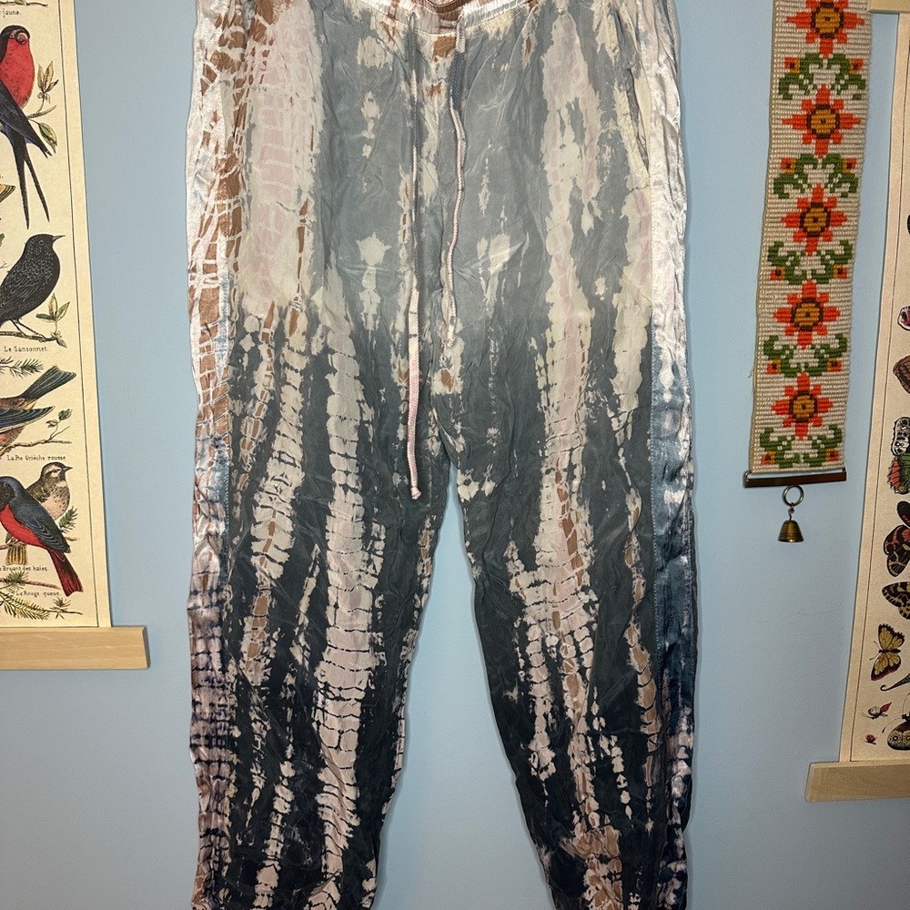 Hard Tail Tie-Dye Track Pants - Gray and Pink